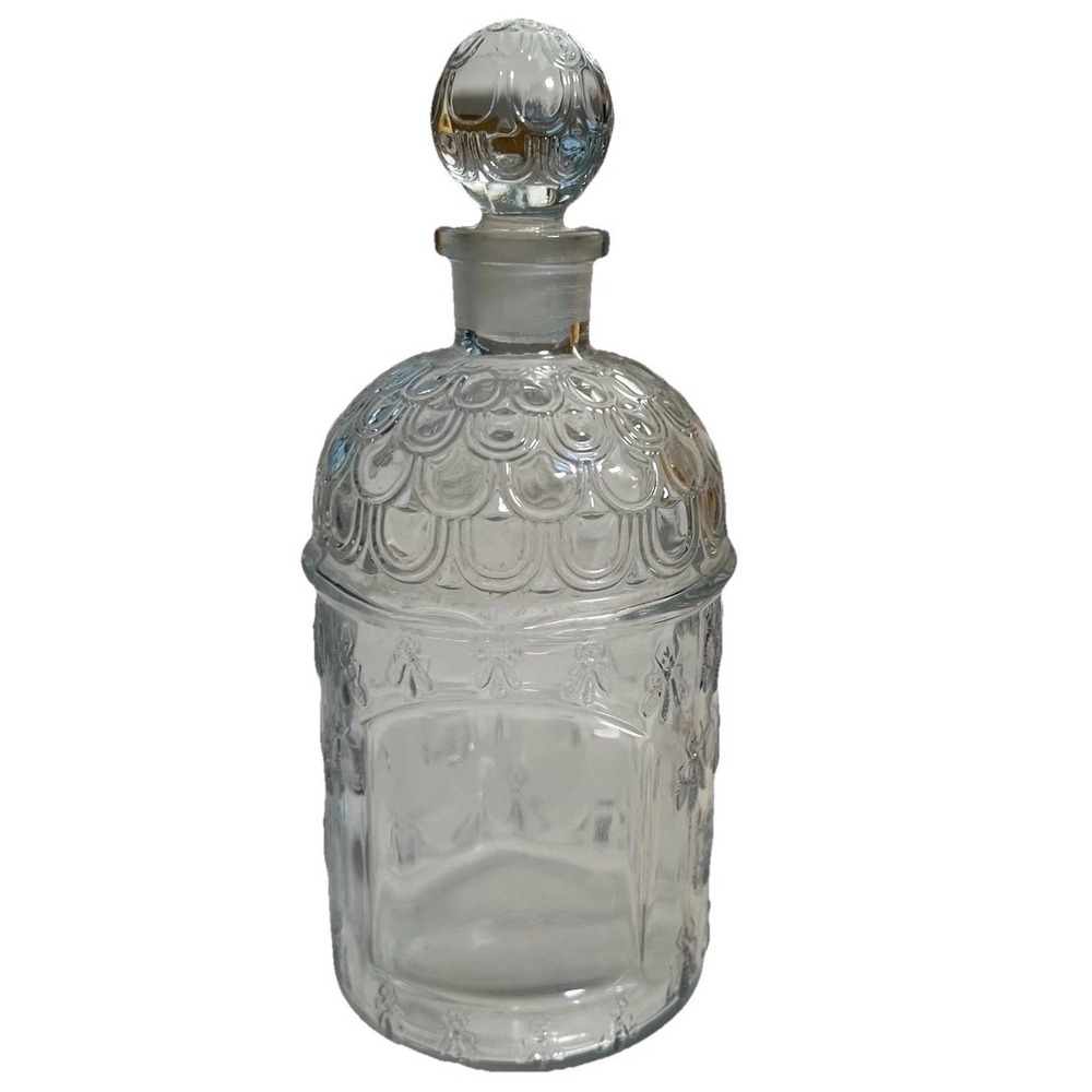 Vtg 60s Guerlain Imperial Bees Perfume Bottle Empty Emboss Decanter France 500ml
